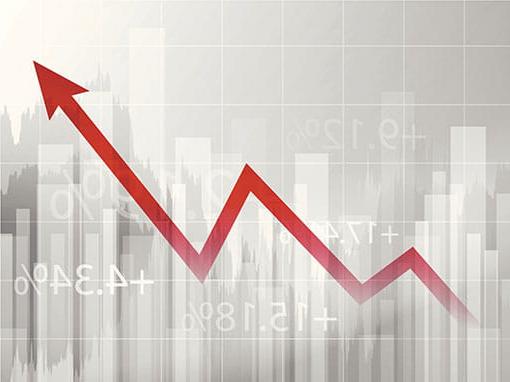 market chart showing a red upward trend arrow